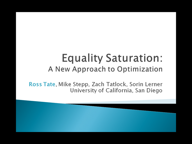 Equality Saturation: A New Approach to Optimization